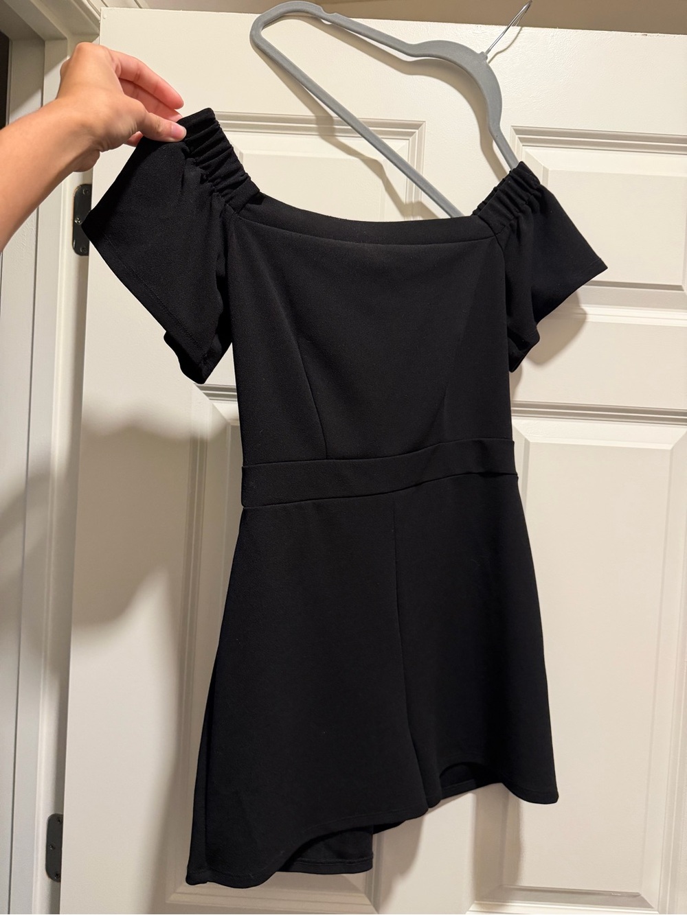 Charlotte Russe Black Strapless Off the Shoulder Romper Dress